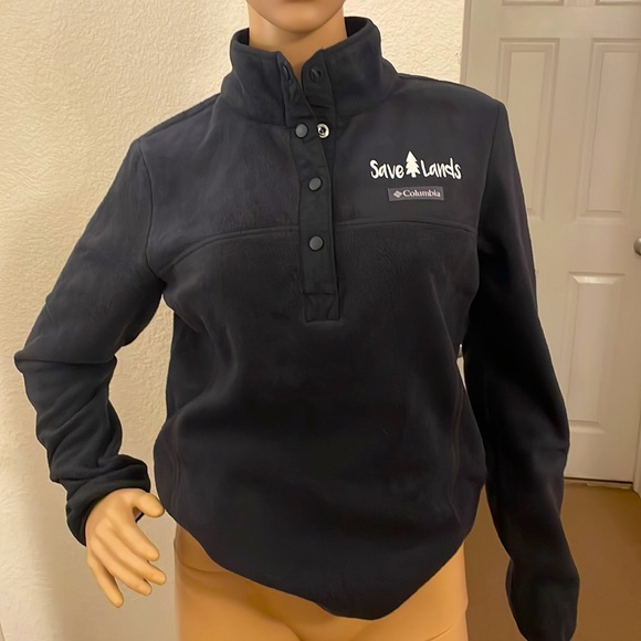 Columbia Sportswear Save Lands Logo Fleece Half Button Pullover Sweater Jacket - Picture 1 of 9